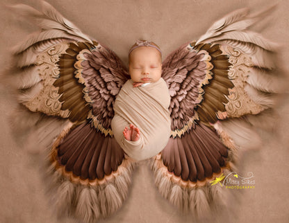 Shimmering Taupe Feathers - Petite