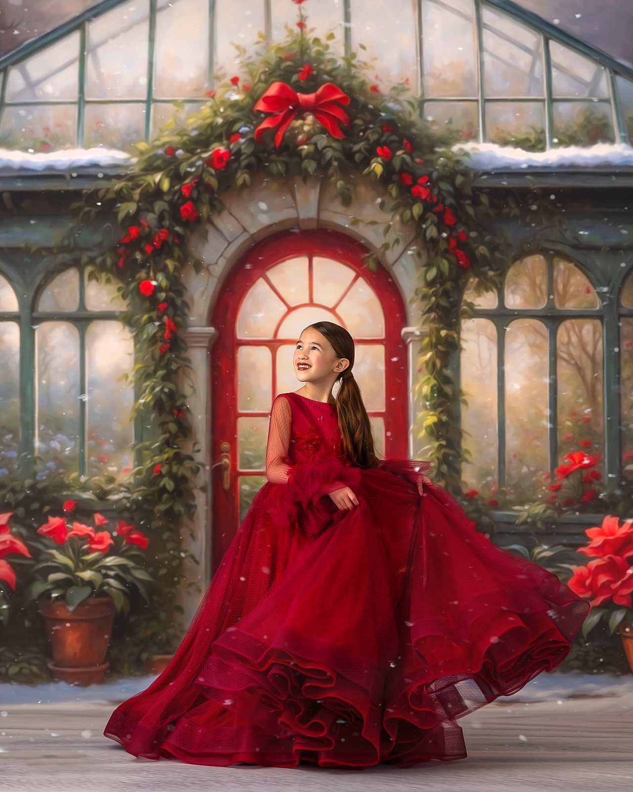 Whimsical Winter Greenhouse - With Sweep Option