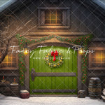 Merry Christmas Barn - Green Door - with Sweep Option