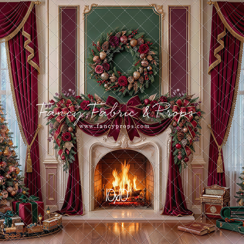 Burgundy Christmas Manor - with Sweep Option