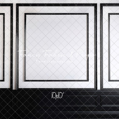 Classy Black & White Wainscoting - Black Floor - With Sweep Option