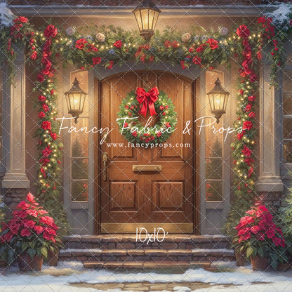 Merry Holiday Entry - Brown Door - With Sweep Option