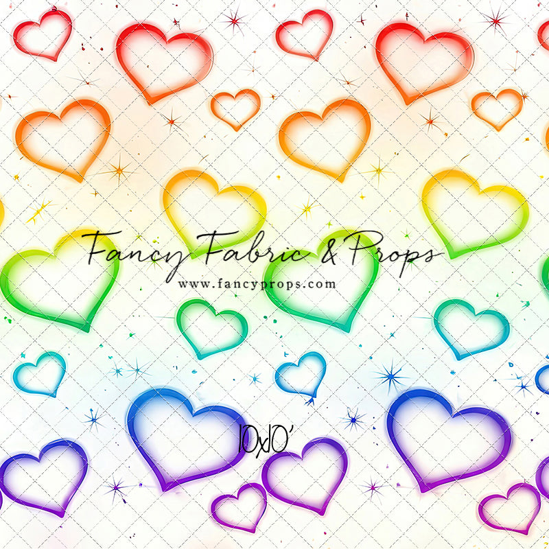 Rainbow Puffy Hearts - With Sweep Option