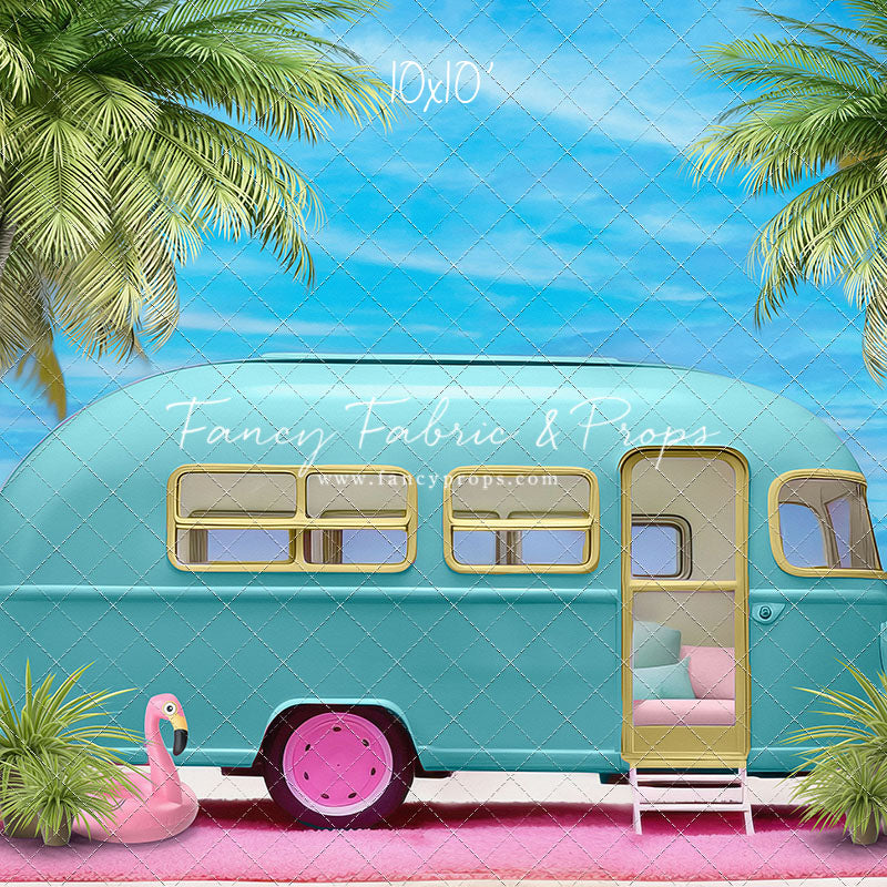 Road Trip Chic - Blue Camper - With Sweep Option