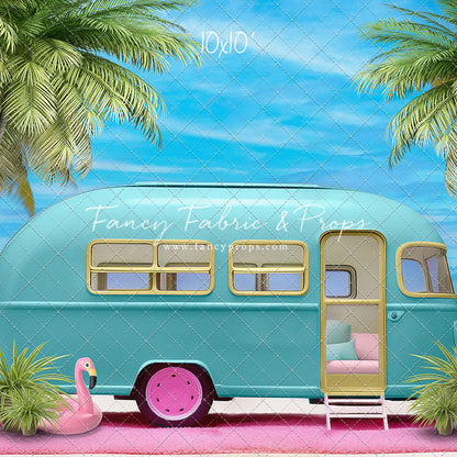 Road Trip Chic - Blue Camper - With Sweep Option