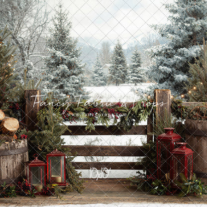 Rustic Wintertime Fence - with Sweep Option