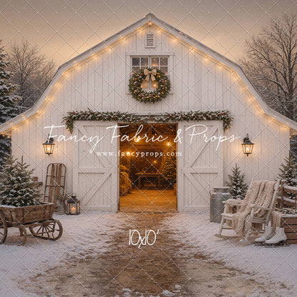 Snowfall At Cedar Ridge Barn - with Sweep Option