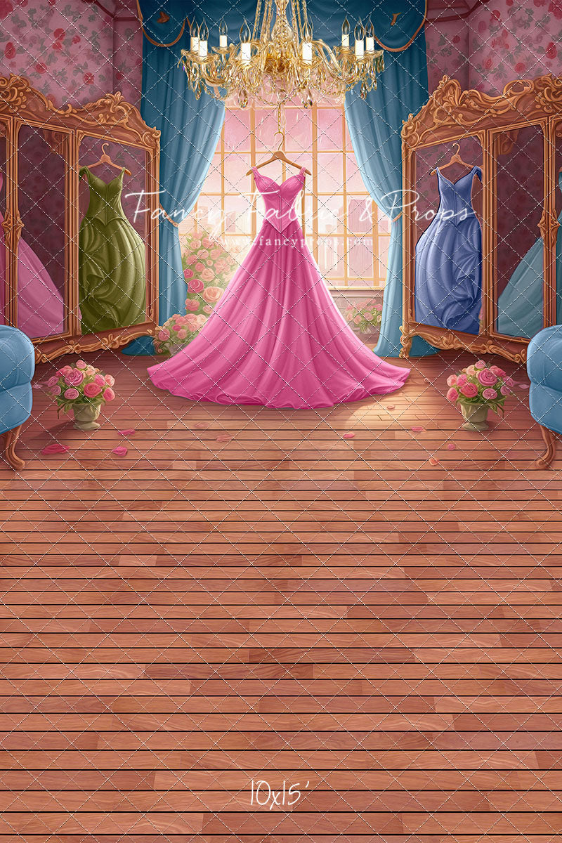 Dress Like A Princess - Pink Dress/Blue Curtains - With Sweep Option