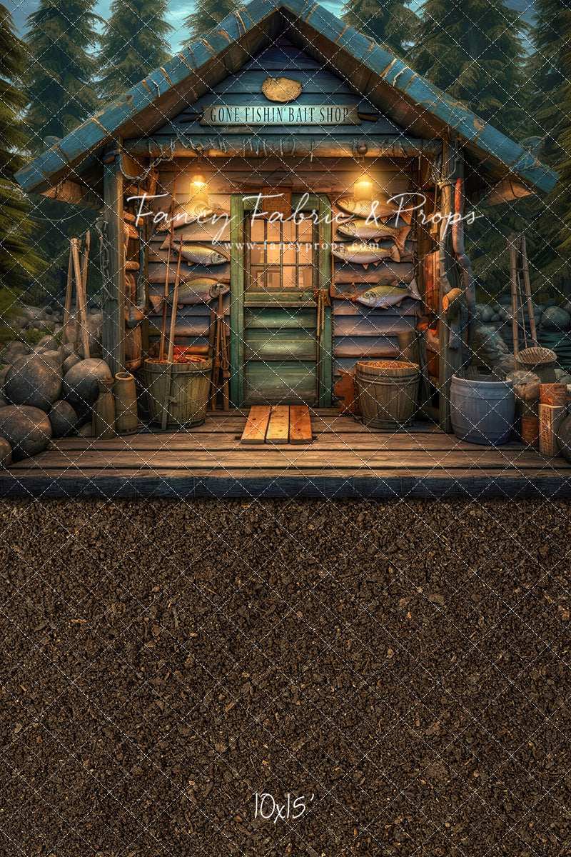 Gone Fishin Bait Shop- Dirt Floor Version - With Sweep Option