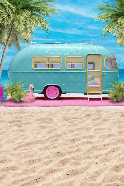 Road Trip Chic - Blue Camper - With Sweep Option