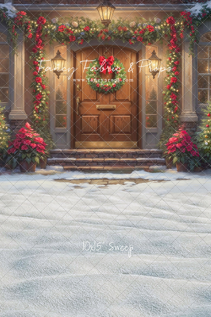 Merry Holiday Entry - Brown Door - With Sweep Option