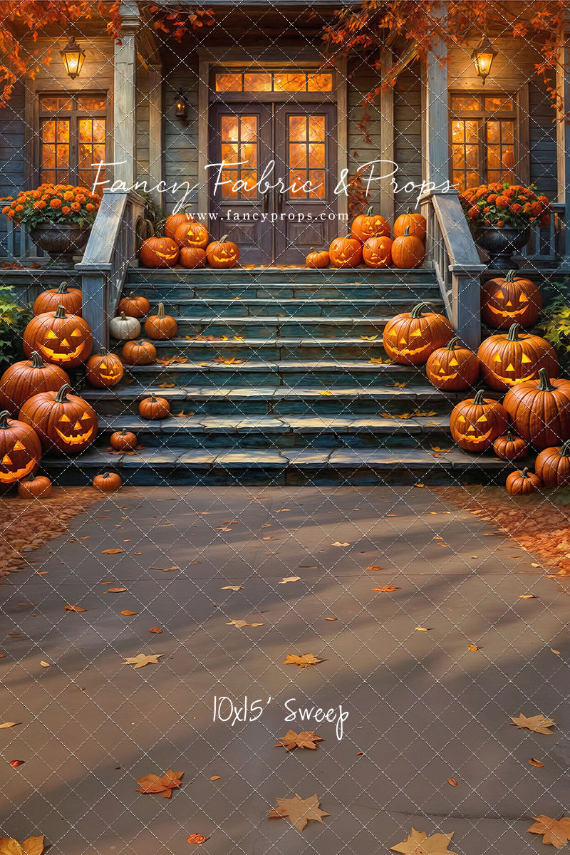 Pumpkin-Lit Porch  - With Sweep Option