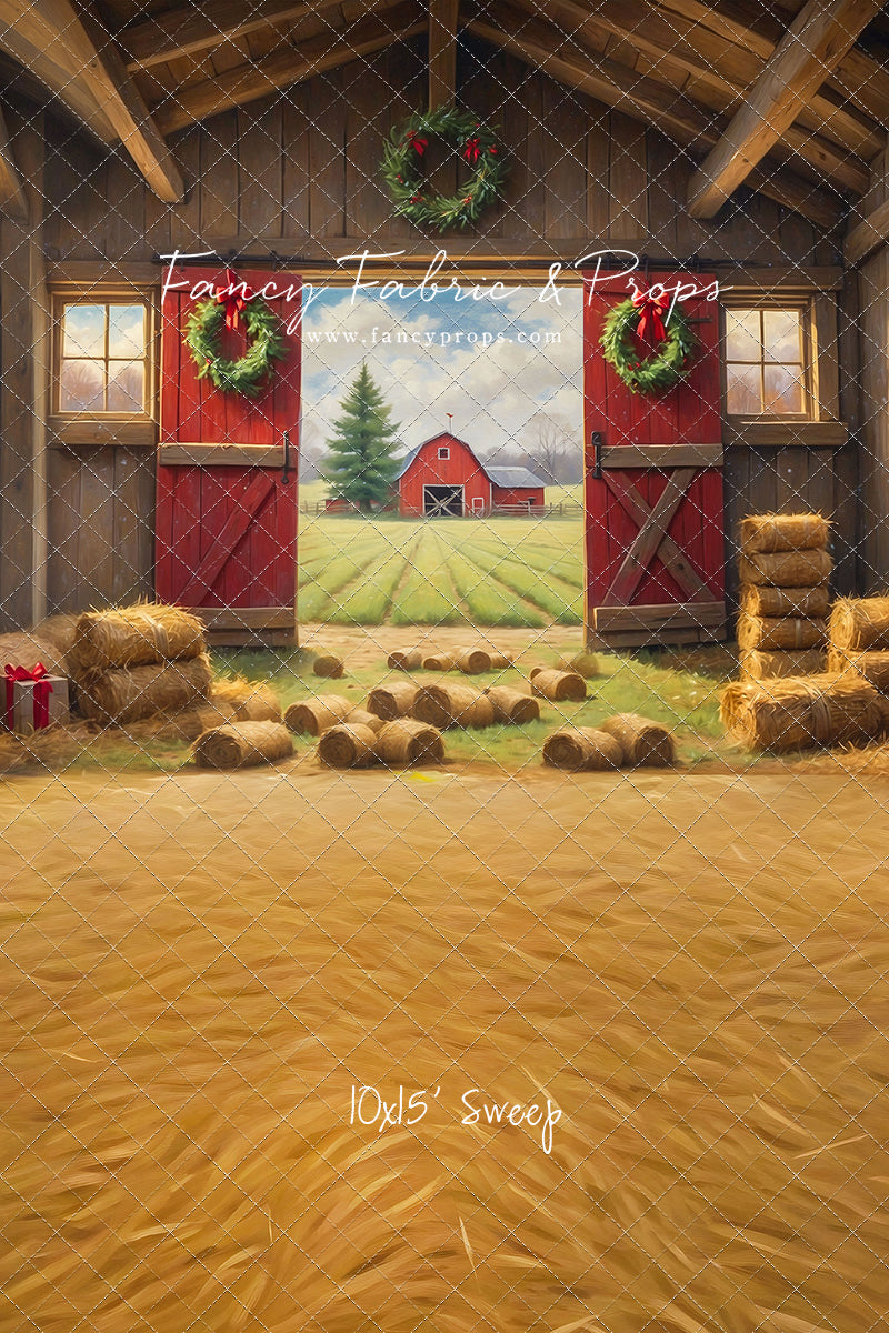 Red Barn Yuletide - Straw Floor - with Sweep Option