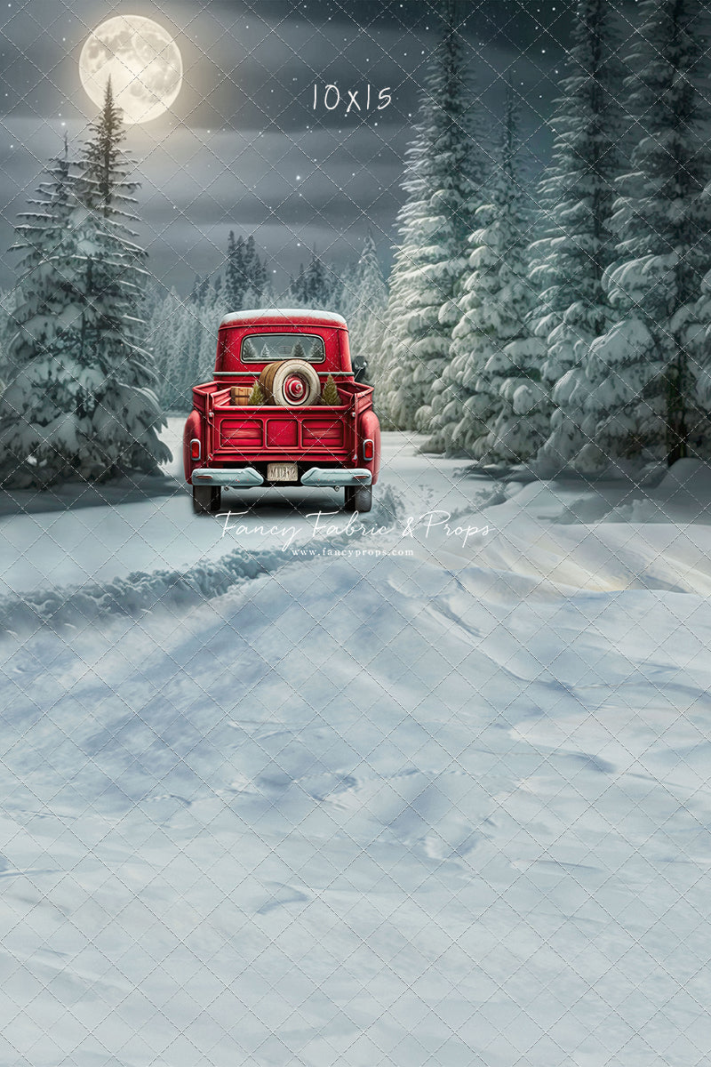 Snowy Moonlit Drive - No Lights - with Sweep Option