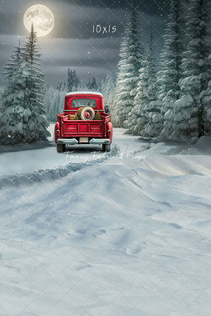 Snowy Moonlit Drive - No Lights - with Sweep Option