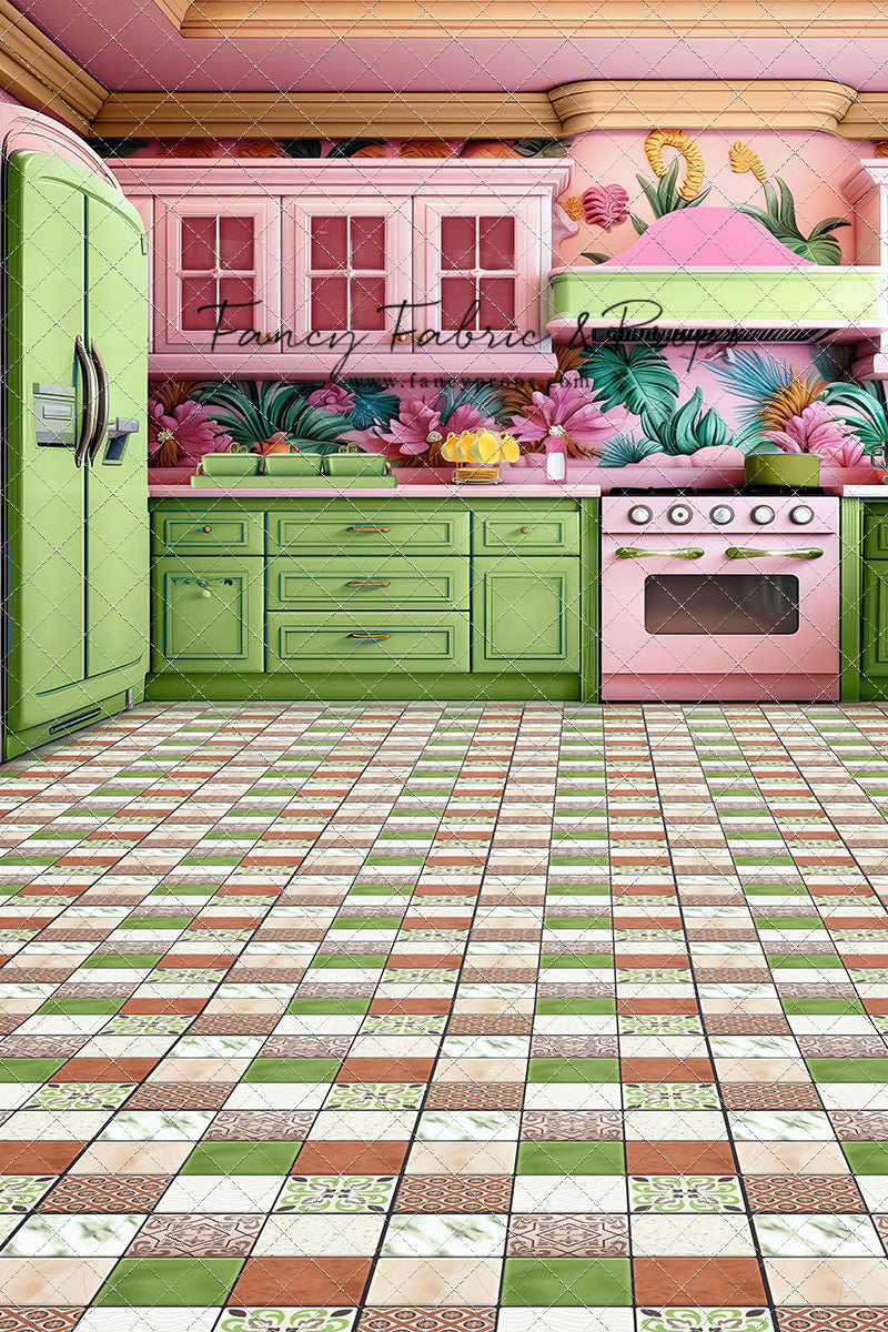 Tropical Kitchen - Lime & Pink - With Sweep Option