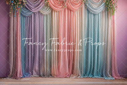 Pastel Curtains  - Wood Floor - With Sweep Option