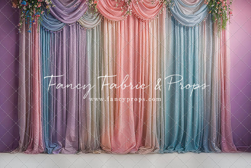 Pastel Curtains  - White Floor - With Sweep Option