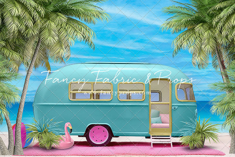 Road Trip Chic - Blue Camper - With Sweep Option