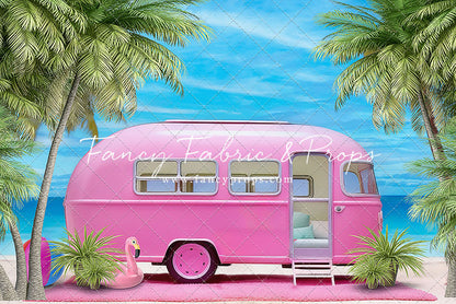Road Trip Chic - Pink Camper - With Sweep Option