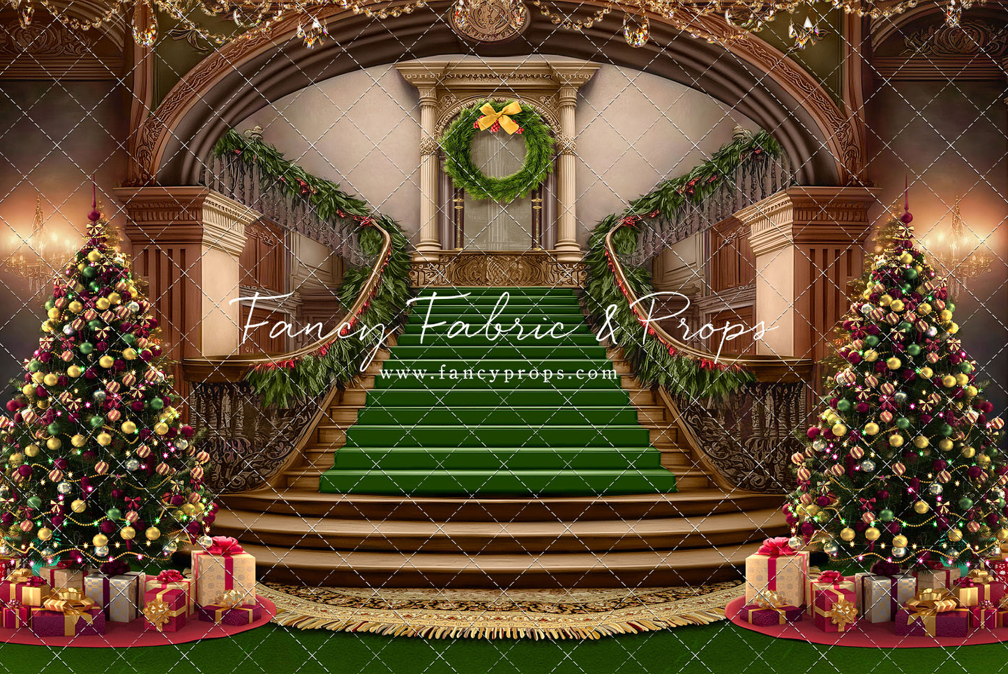 Grand Holiday Staircase - Green Carpet - with Sweep Option