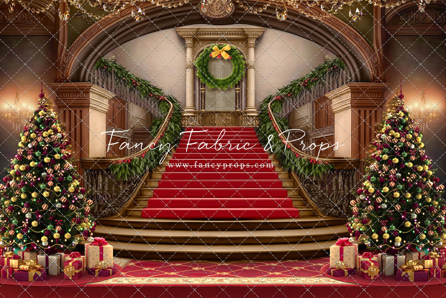 Grand Holiday Staircase - Red Carpet - with Sweep Option