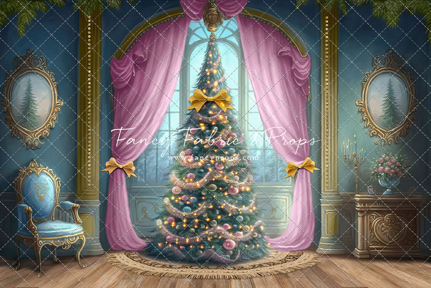 Christmas Wishes - Blue With Wood Floor - with Sweep Option