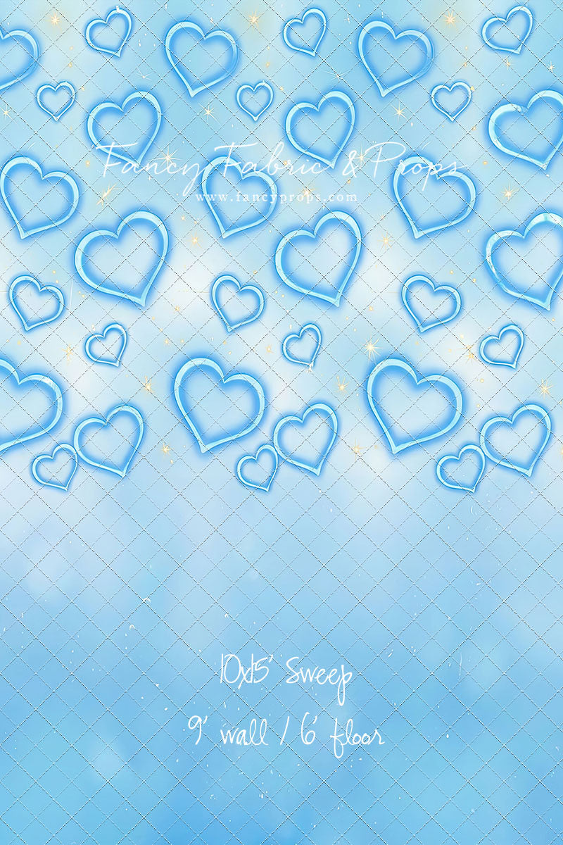 Blue Puffy Hearts - With Sweep Option