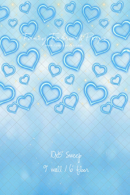 Blue Puffy Hearts - With Sweep Option