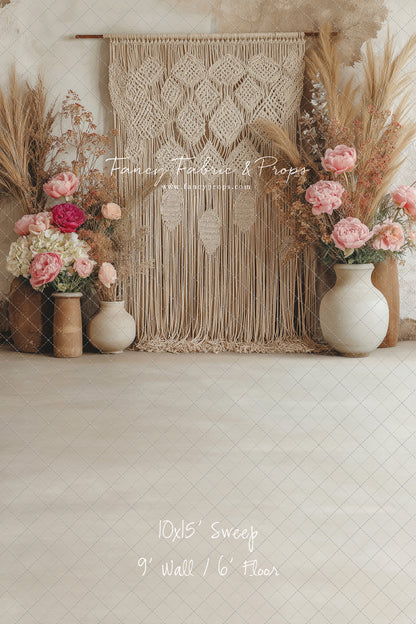 Boho Rose Tapestry - With Sweep Option