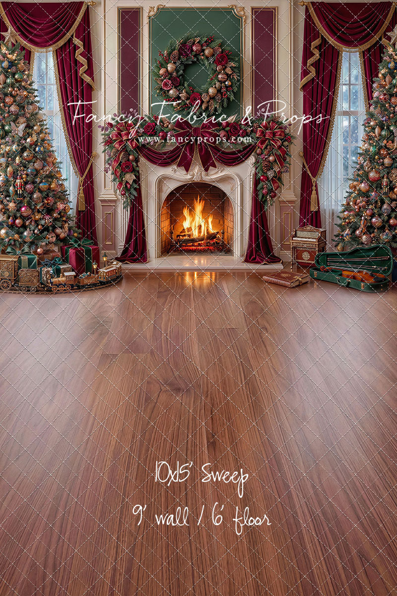 Burgundy Christmas Manor - with Sweep Option