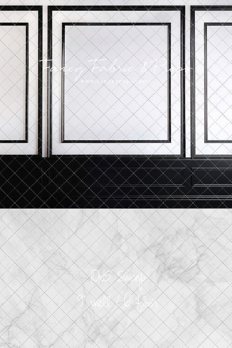 Classy Black & White Wainscoting - White Marble Floor - With Sweep Option