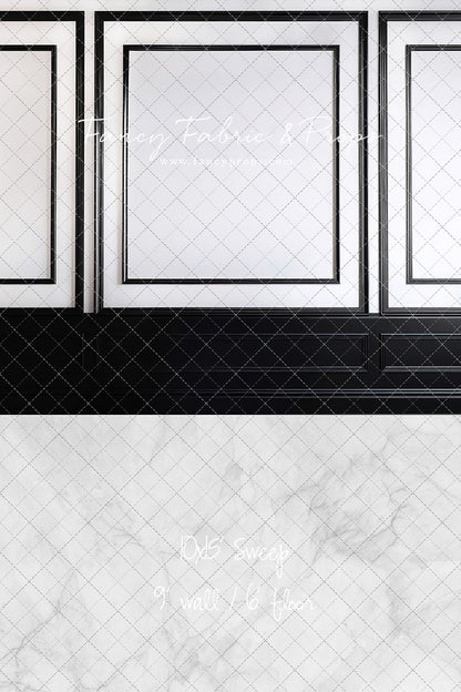 Classy Black & White Wainscoting - White Marble Floor - With Sweep Option