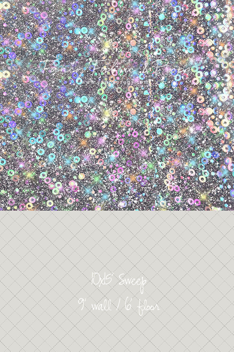Cosmic Celebration - With Solid Beige Gray Floor Sweep Option