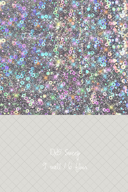 Cosmic Celebration - With Solid Beige Gray Floor Sweep Option