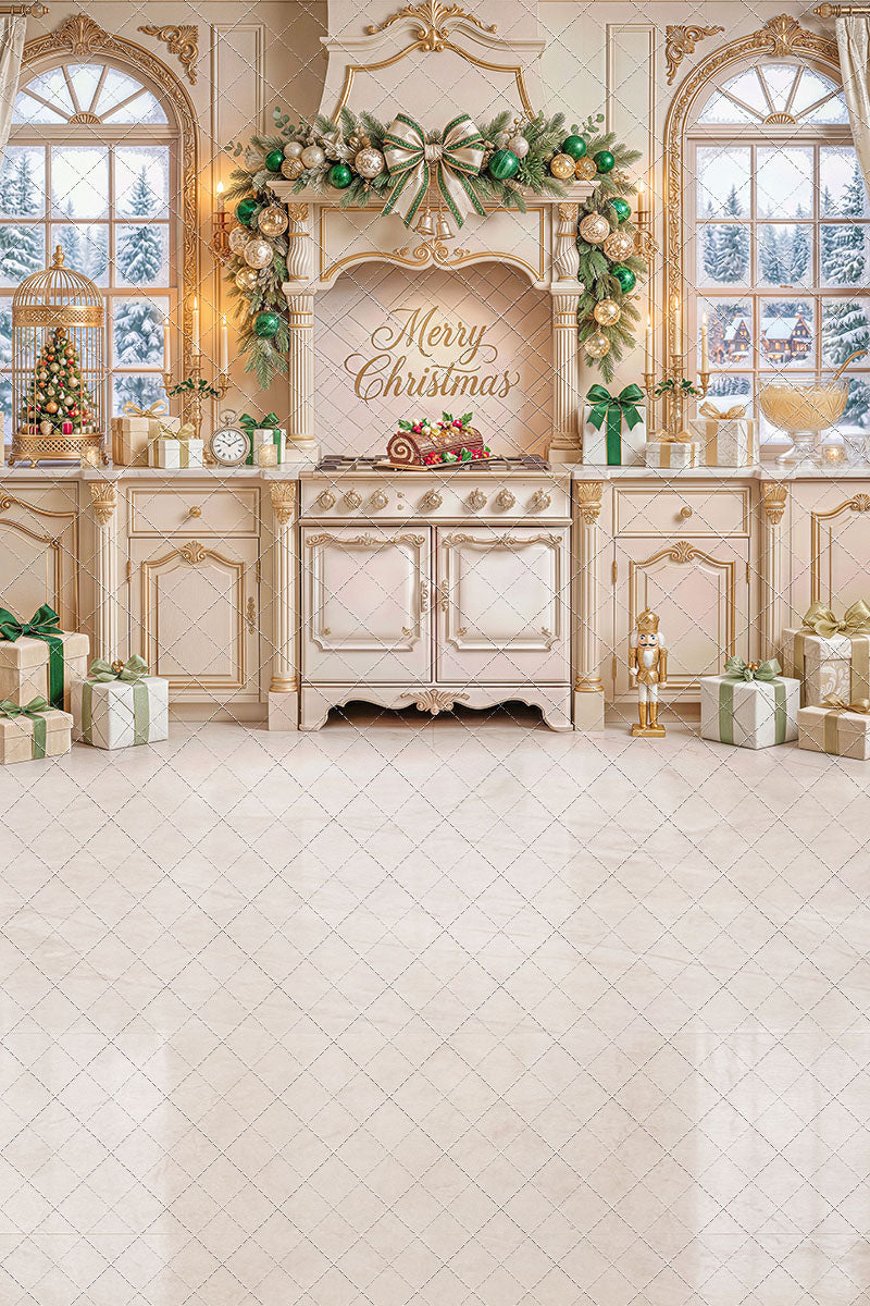 Gilded Christmas Kitchen - With Sweep Option