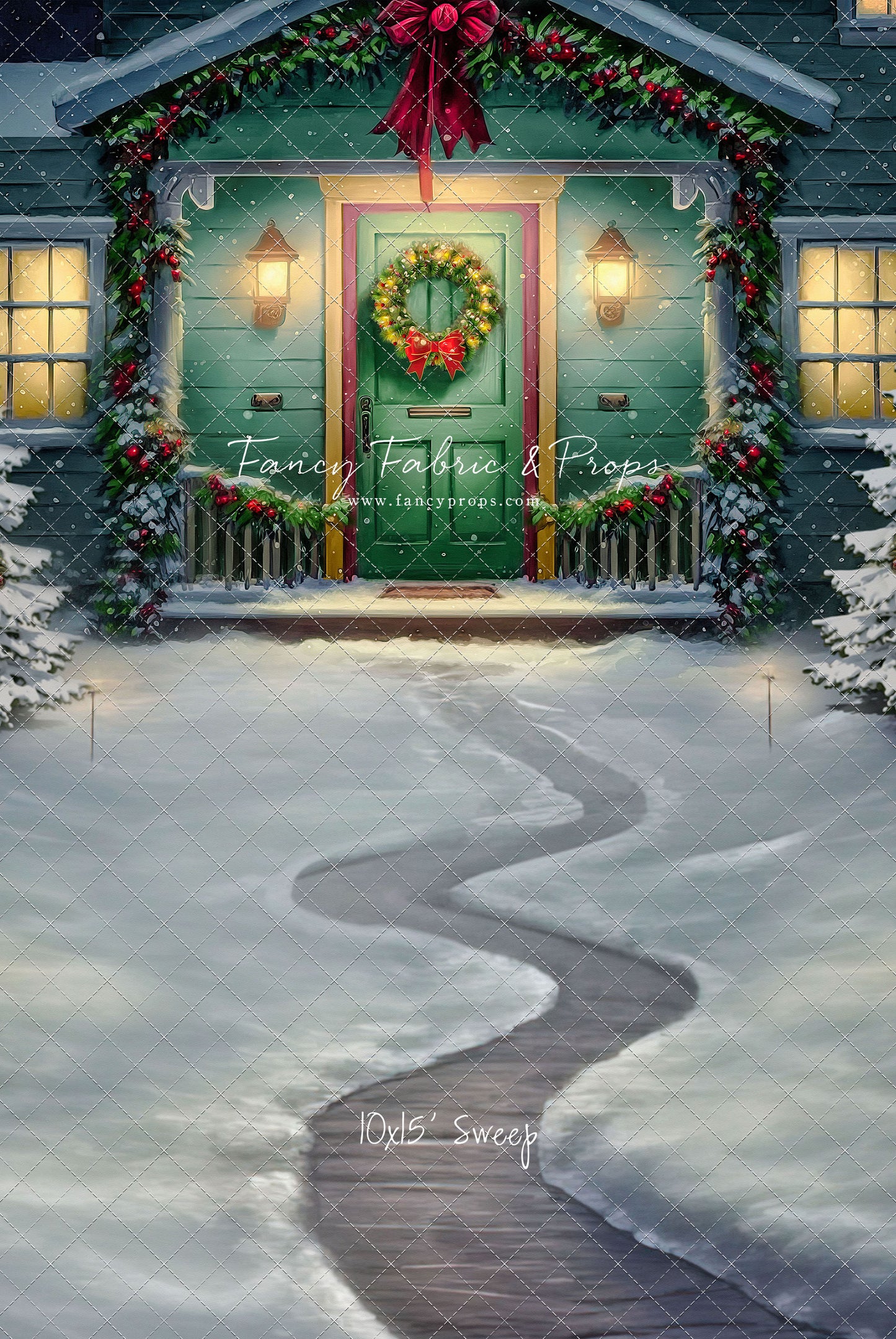 Magical Holiday Porch - Green Door - with Sweep Option