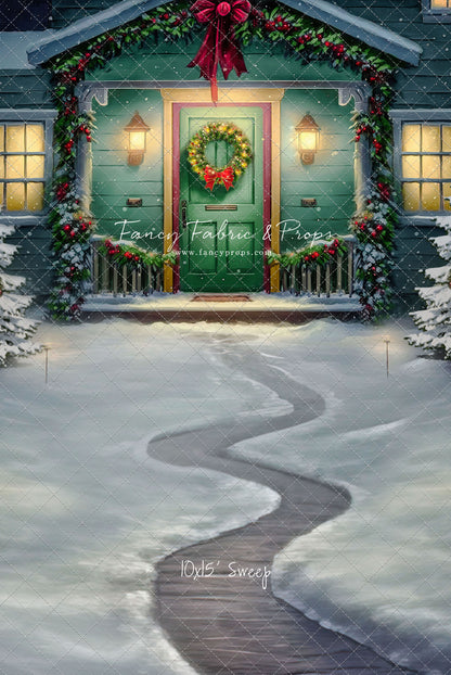 Magical Holiday Porch - Green Door - with Sweep Option
