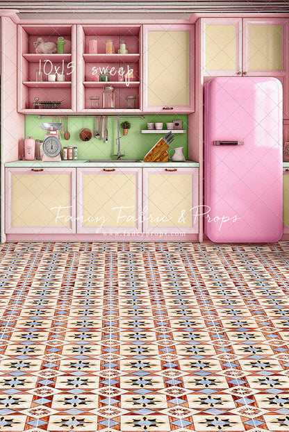 Midge's Kitchenette - Tile Floor Option - With Pink Fridge Sweep Option