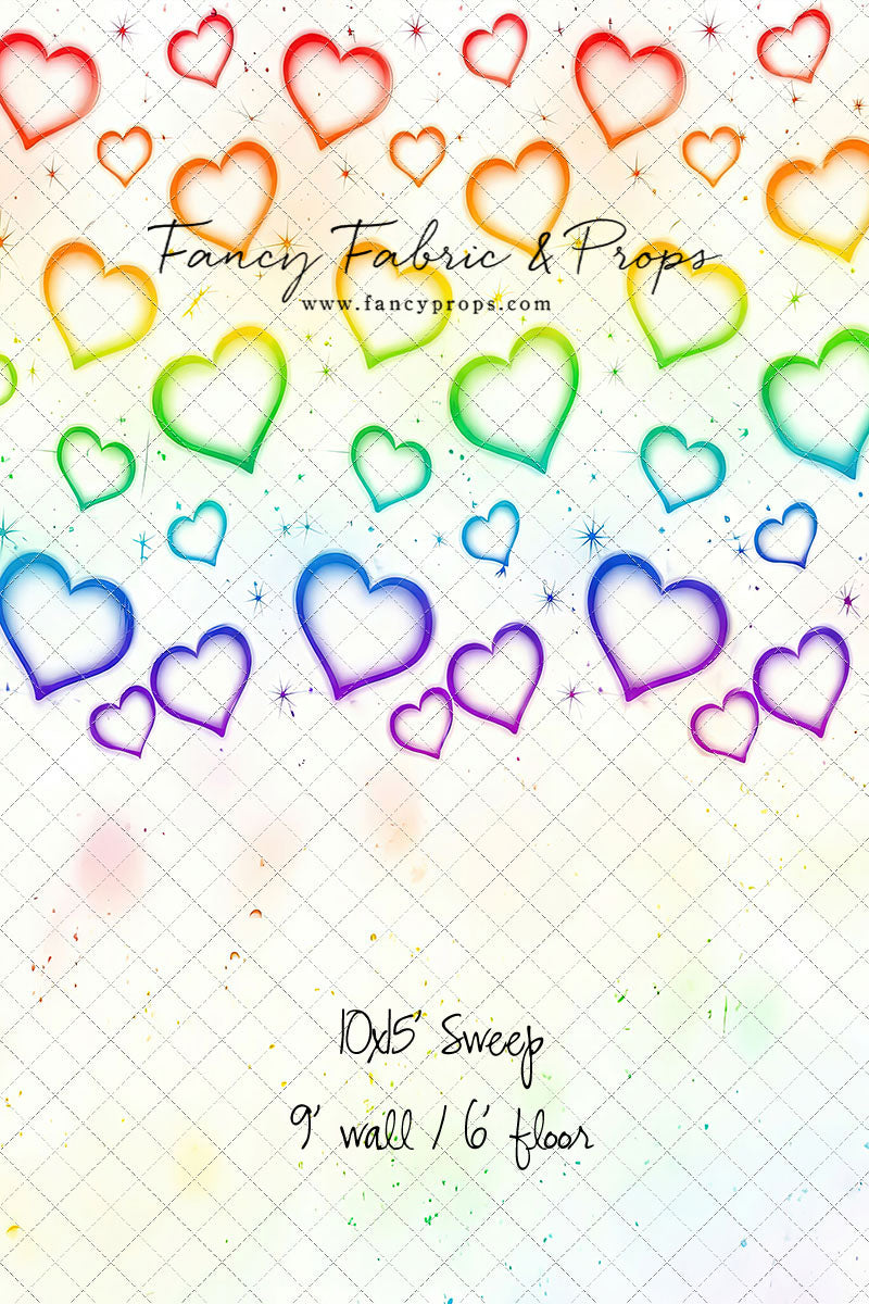 Rainbow Puffy Hearts - With Sweep Option