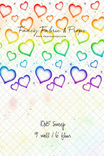 Rainbow Puffy Hearts - With Sweep Option
