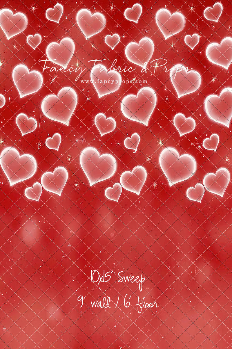 Red Puffy Hearts - With Sweep Option