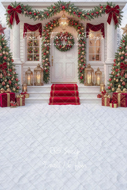 Red Ribbon Christmas Porch - With Sweep Option