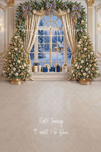Sapphire & Gold Holiday Window - with Sweep Option