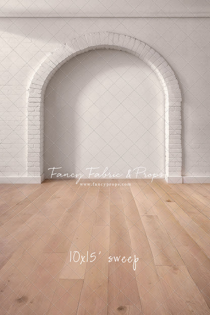 White Brick Alcove - Wood Floor - With Sweep Option