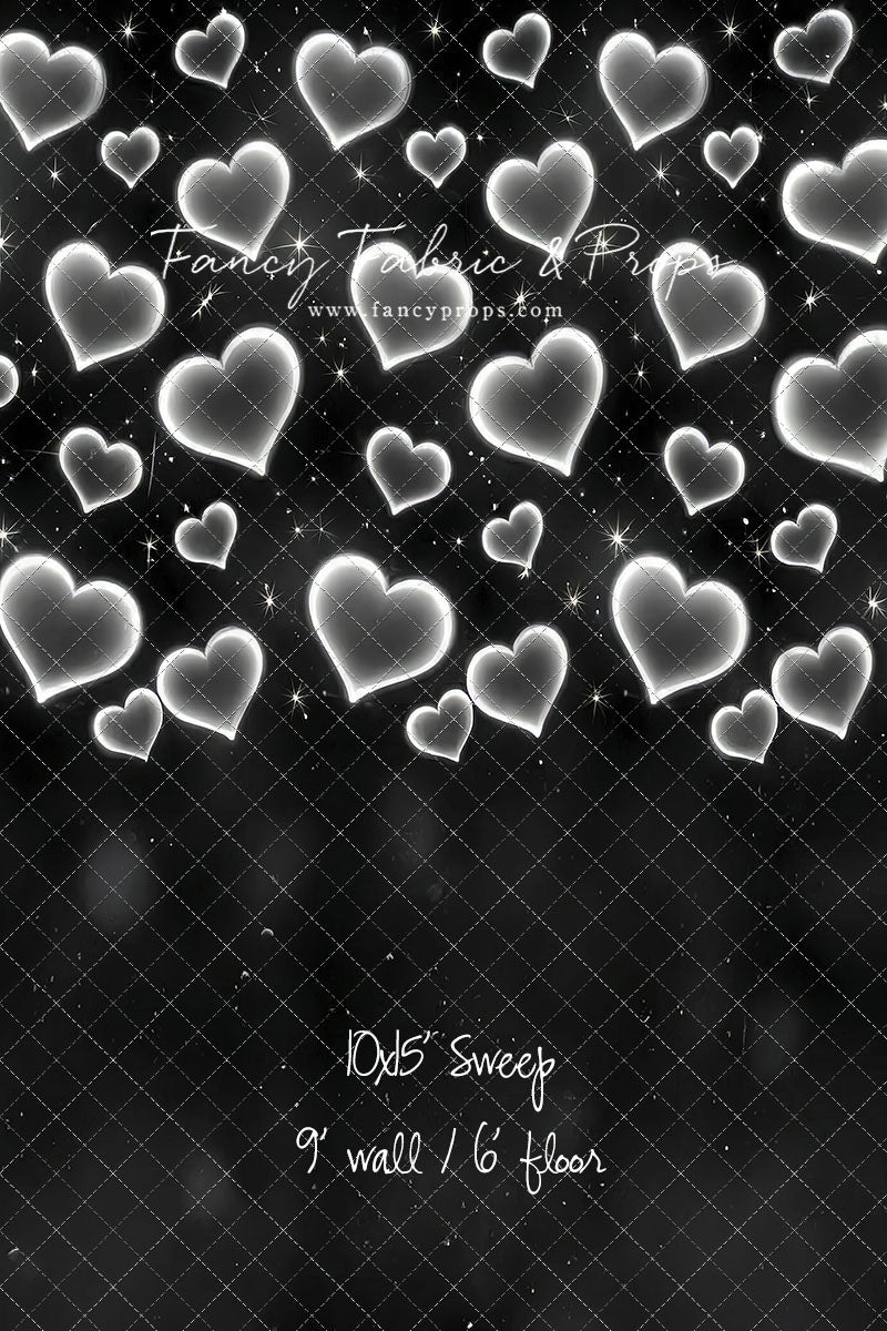 White Puffy Hearts - With Sweep Option