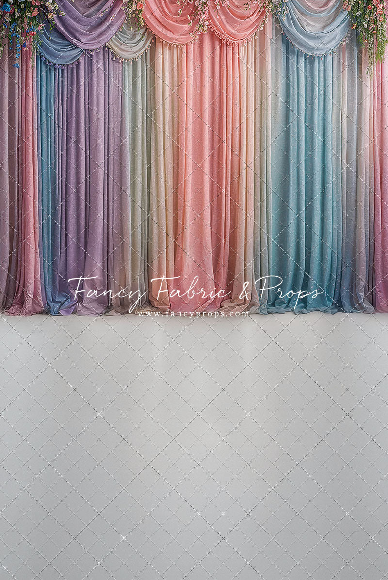 Pastel Curtains  - White Floor - With Sweep Option