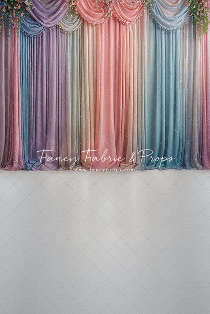 Pastel Curtains  - White Floor - With Sweep Option