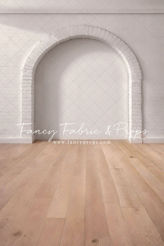 White Brick Alcove - Wood Floor - With Sweep Option