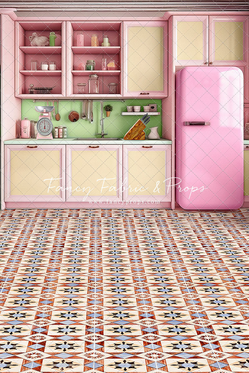 Midge's Kitchenette - Tile Floor Option - With Pink Fridge Sweep Option